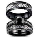 Black Couple Wedding Ring Set
