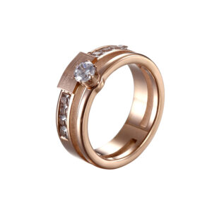 Fashion Rose Gold Stainless Steel Wedding Ring