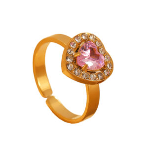 Adjustable Pink Heart Proposal Engagement Ring