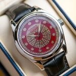 BINLIHUAN Sleek High Quality Leather Wristwatch Red Face With Case