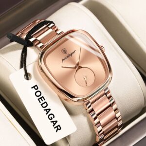 Poedagar Gold Stainless Steel Watch With Boxed