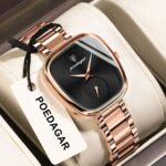 Poedagar Black Face Stainless Steel Watch With Boxed